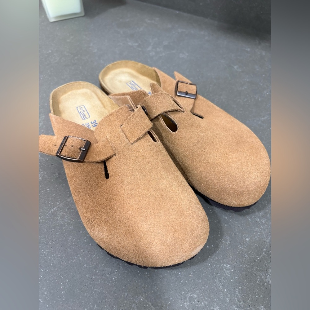 Birkenstock Brown Suede Slip-On Clogs Like New